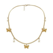 Guodhu Dainty Butterfly Bow Necklace for Women, Gold Silver Plated Choker Women's Clavicle Pendant Necklaces for Women Daily & Simple Jewelry Gift