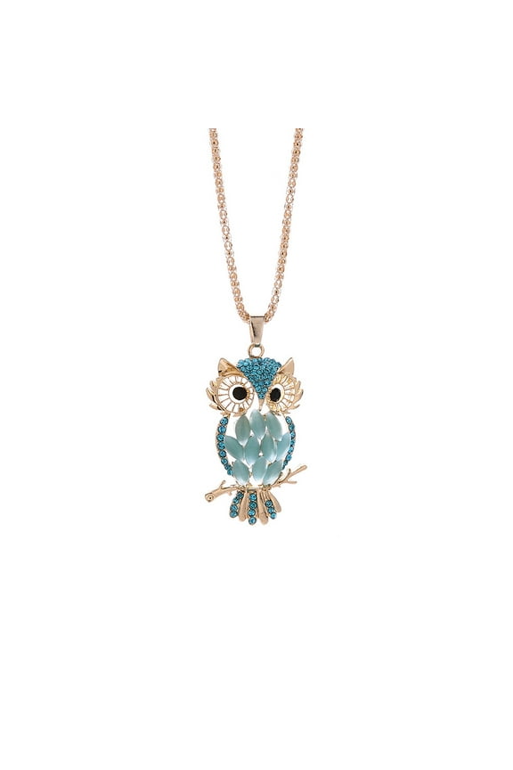 Dainty Crystal Owl Necklace Chain Rhinestone Owl Bird Necklace Pendant for Women