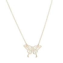 Guodhu Dainty Gold Plated Butterfly Pendant Necklace,Hollow Butterfly Necklace Adjustable Chain Trendy Jewelry for Women