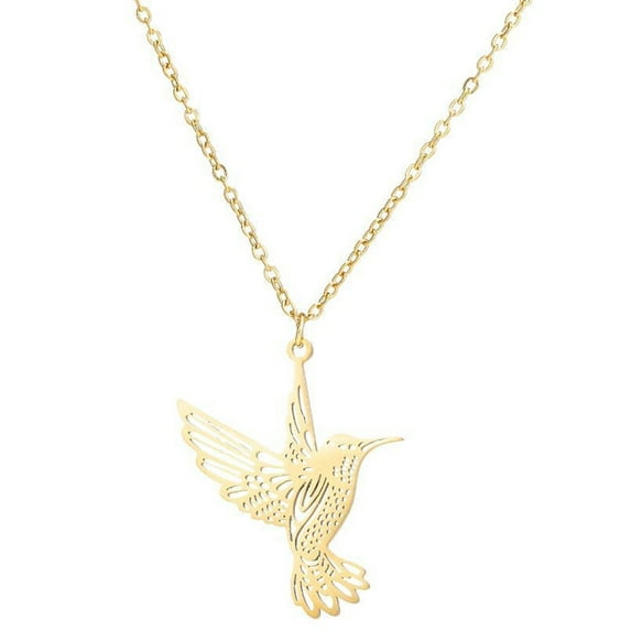 Guodhu Dainty Hummingbird Necklace Vintage Bird Stainless Steel Necklace Strong Brave Hummingbird Necklace Gift for Women