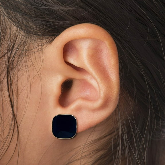 Guodhu Dainty Square Stud Earrings for Women - Pure Color Red/Blue Enamel Button Earrings Jewelry Gifts for Women