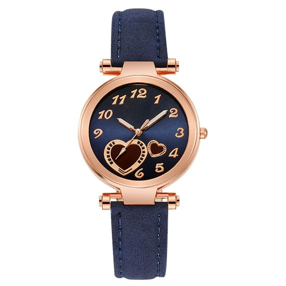 Guodhu Dainty Women Casual Watch Easy to Read Watch with Arabic Numerals Leather Strap Heart Dress Watches for Women Birthday Mothers Day Gifts for Her Lady