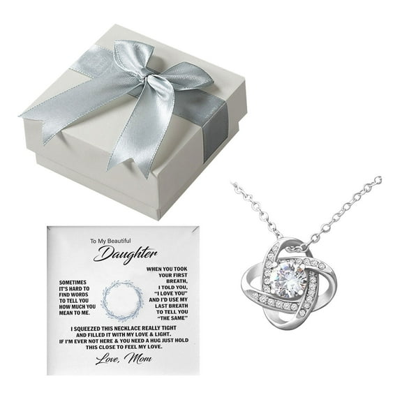 Guodhu Daughter Necklace From Mom Mother Silver Plated Mother To Daughter Gifts Graduation Christmas Birthday Gifts With Heartfelt Message & Lighted Box