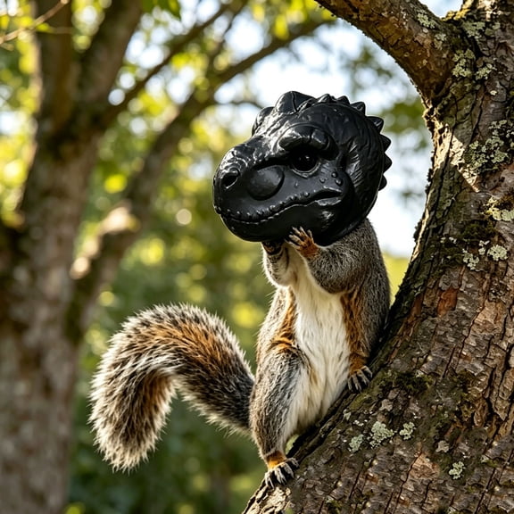 Guodhu Dinosaur Head Shaped Wildlife Feeder – Hanging Resin Squirrel Nut Feeder for Backyard Tree Garden Outdoor Decorative Accent(Black)