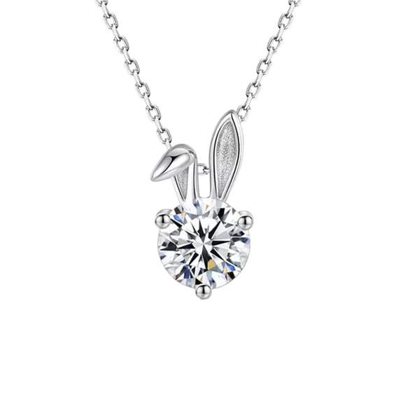 Guodhu Easter Bunny Rabbit Pendant Moissanite Necklace for Women Teen Delicate Animal Jewelry Gifts