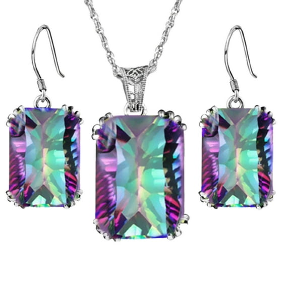 Guodhu Elegant Ladies Alloy Crystal Necklace & Dangle Earrings Set, 45+5cm Chain Length, Perfect for Everyday Wear & Any Occasion, Fashion Jewelry Gift