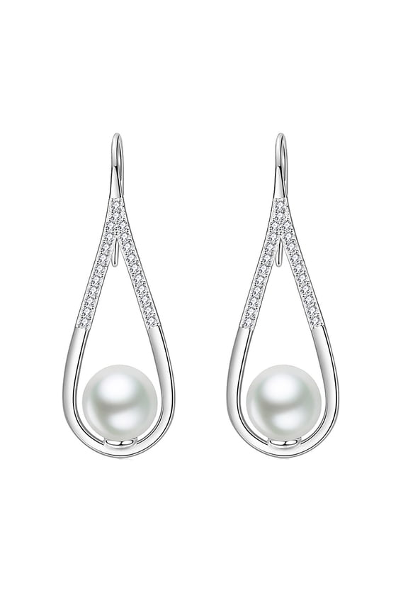 Elegant Pearl Drop Earrings for Women, Gold-Toned Dangling Earrings, Minimalist Luxury Jewelry, Wedding/Bridal Earrings, Classic Gift for Her