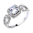 thumbnail image 1 of Guodhu Engagement Rings for Women Silver Plated Round Cut Moissanite Halo Promise Ring, 1 of 9