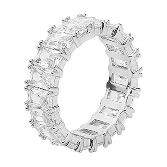 Guodhu Eternity Ring Silver Plated Ring for Women Infinite Cubic Zirconia CZ Diamond Fine Ring, Engagement Wedding Promise Band Ring, Jewelry for Women