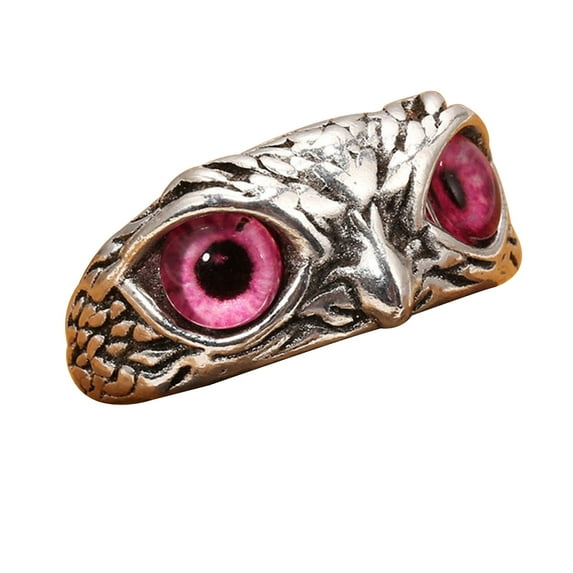 Guodhu Evil Eye Owl Ring Retro Open Ring Women Men Adjustable Personalized Gothic Mens Ring Lucky Vintage Jewelry