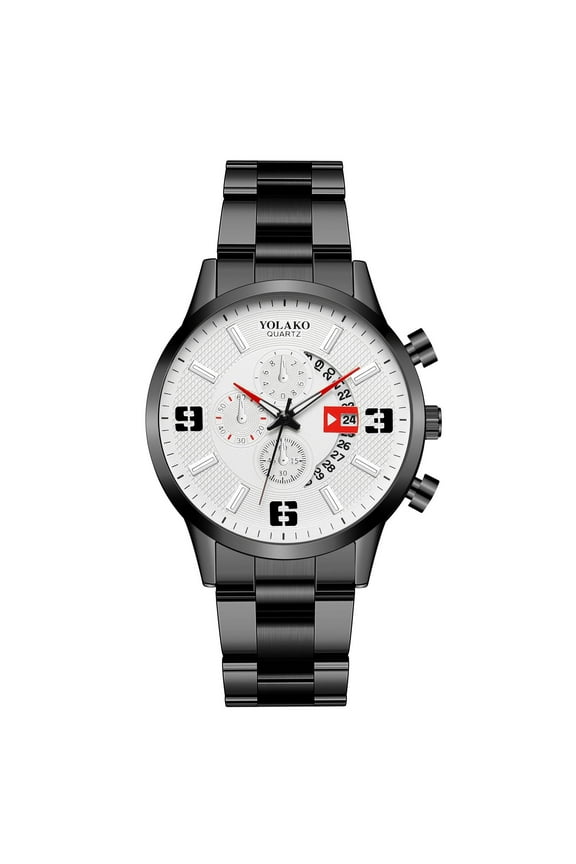 Exquisite Mens Analog Quartz Casual Watch - Fashion Stainless Steel Band Life Waterproof Wrist Watches with Date Function a Perfect Option for Birthday Fathers Day Gifts for Men