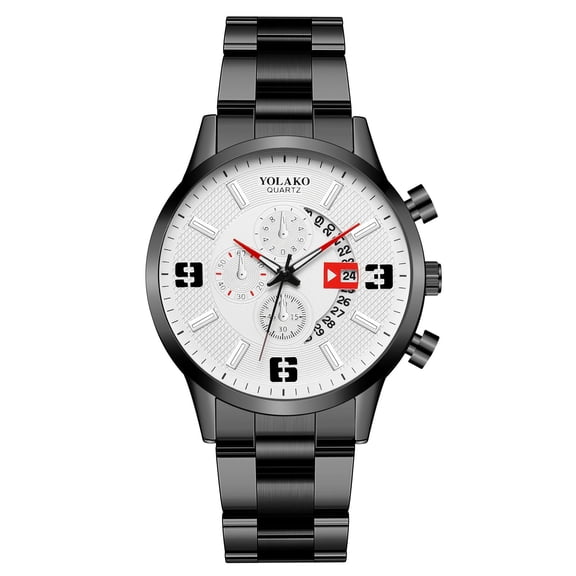 Guodhu Exquisite Mens Analog Quartz Casual Watch - Fashion Stainless Steel Band Life Waterproof Wrist Watches with Date Function a Perfect Option for Birthday Fathers Day Gifts for Men