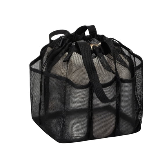 Guodhu Extra Large Mesh Drawstring Toiletry Bag, Portable Shower Caddy with Multi Pockets for Beach Swimming Gym Camping(Black)