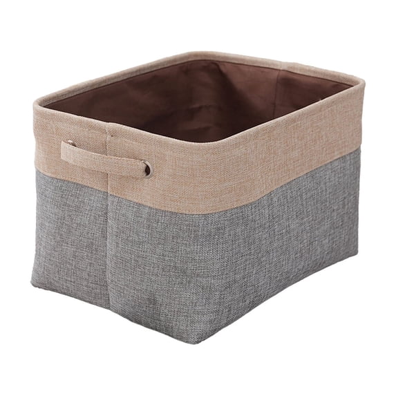 Guodhu Fabric Storage Bin 15x11x9 Inch, Decorative Organizer Basket for Clothes Toys, Rectangular Storage Box with Handles, Foldable for Shelves Closet(Brown)