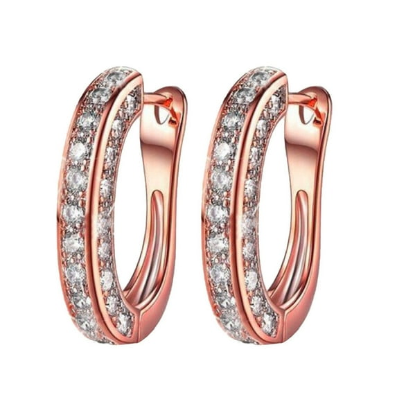 Guodhu Fashion Iced Out Hoop Earrings Cubic Zirconia Cuff Earrings Shining Moissanite Gold/Silver/Rose Gold Plated Earrings Jewelry for Men Women