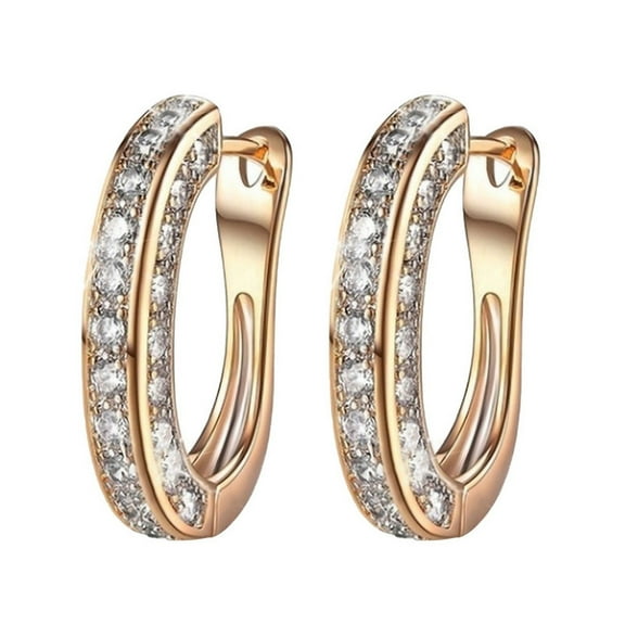 Guodhu Fashion Iced Out Hoop Earrings Cubic Zirconia Cuff Earrings Shining Moissanite Gold/Silver/Rose Gold Plated Earrings Jewelry for Men Women