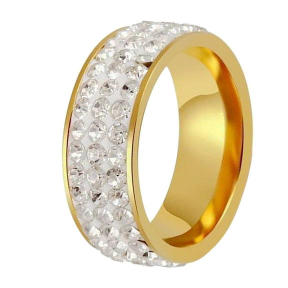 Guodhu Fashion Stainless Steel Promise Ring for Women Men Multi Row Cubic Zirconia Ring Wedding Engagement Jewelry