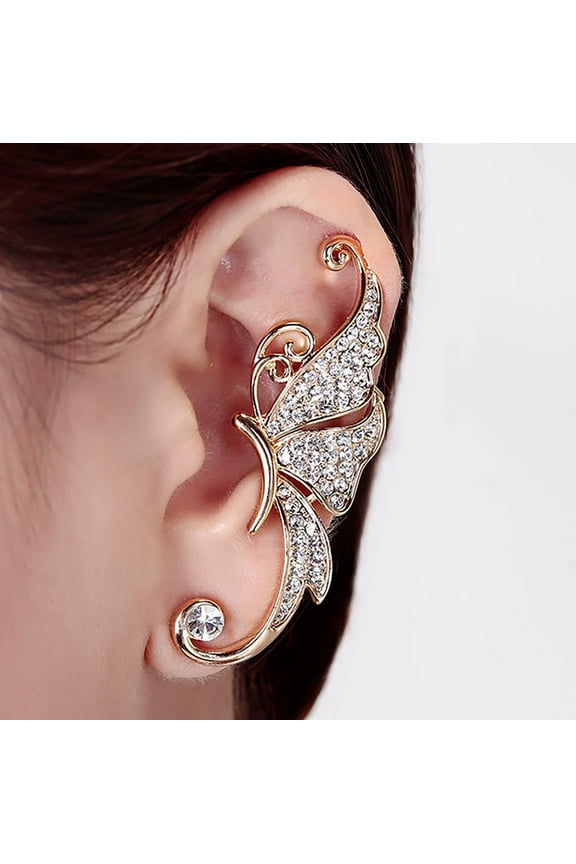Fashion Women's Fake Diamond Wing Earrings for Wedding Party Date Engagement Gift Trendy Jewelry Elegant Ear Accessories