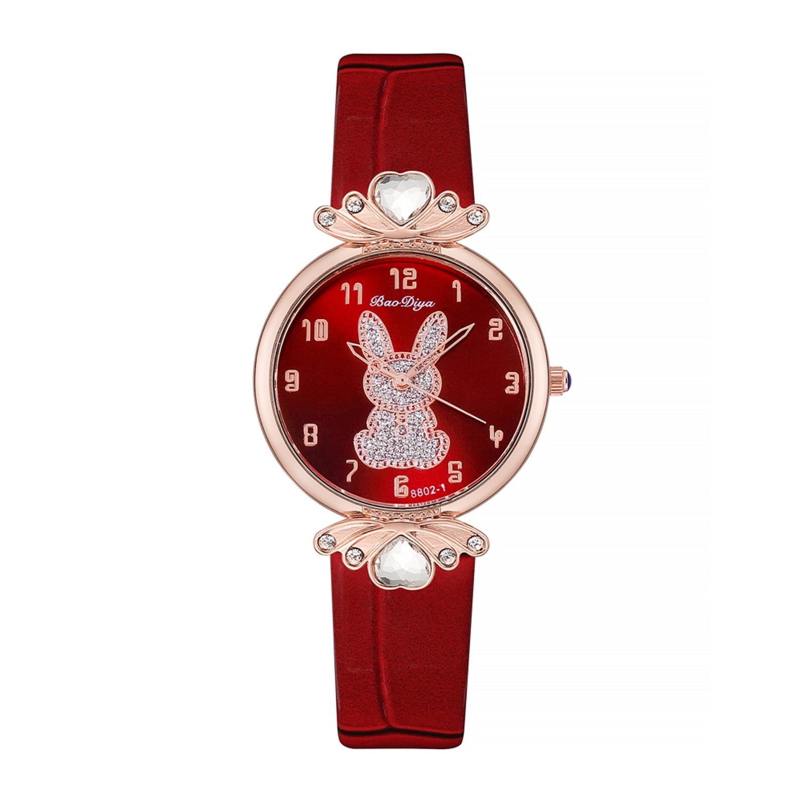 Guodhu Fashion Womens Leather Wrist Watch Cute Rabbit with 