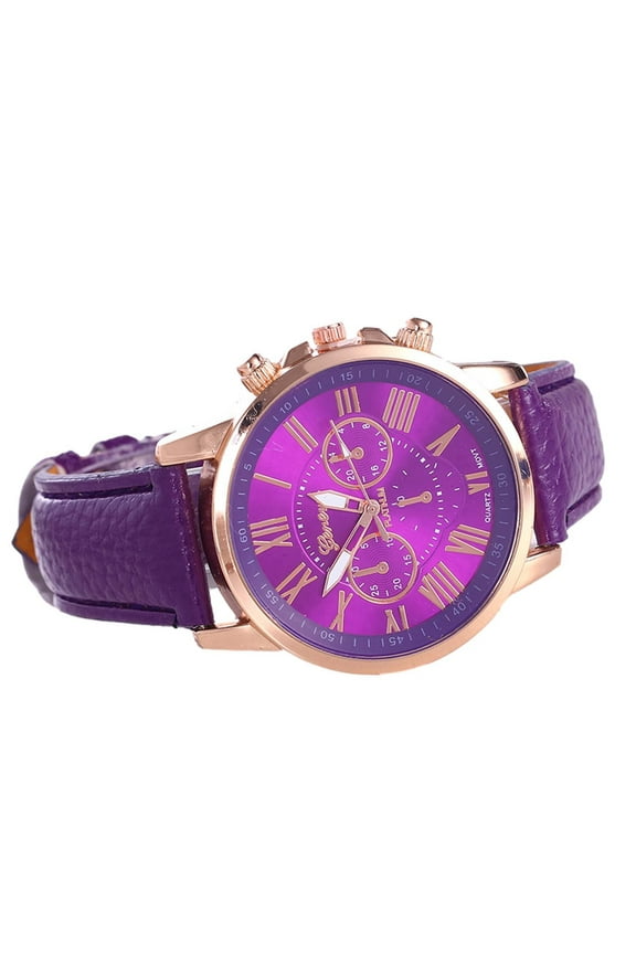 Fashion Womens Watch, PU Leather Band Rose Gold Tone Dial with Roman Numerals Analog Quartz Watches for Men Unisex