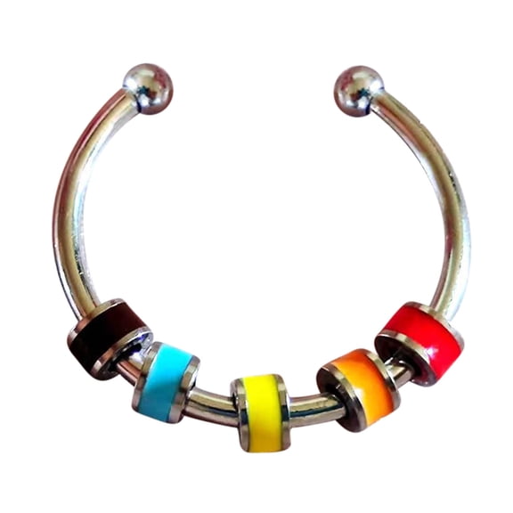 Guodhu Fidget Ring for Women Colorful Beads Stress Relief Spinner Adjustable Fidget Anxiety Rings Jewelry Gift for Teen Girlfriend Daughter Stainless Steel Ring Birthday Valentine's Day Gifts