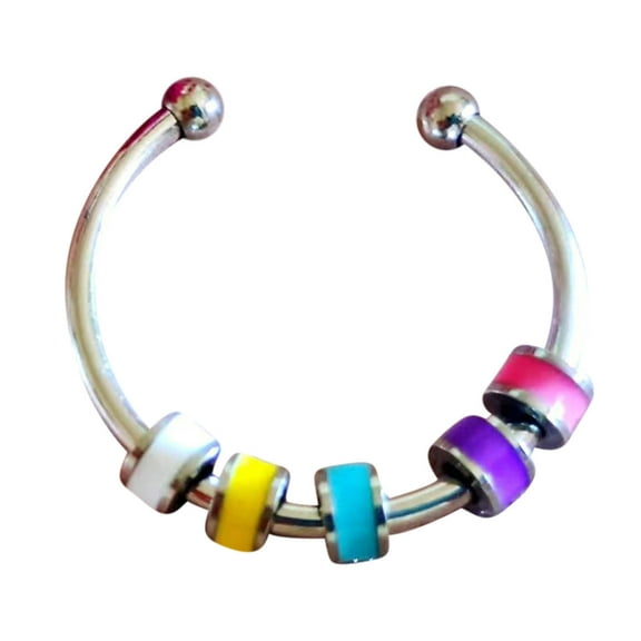 Guodhu Fidget Ring for Women Colorful Beads Stress Relief Spinner Adjustable Fidget Anxiety Rings Jewelry Gift for Teen Girlfriend Daughter Stainless Steel Ring Birthday Valentine's Day Gifts