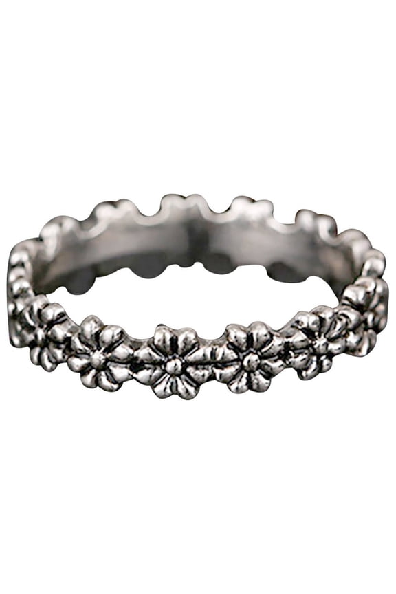 Flower Hawaiian Leaf Silver Band Ring - Stylish Finger Rings for Women - Silver Cute Daisy Ring to Daughter&Mom Gift Stacking Rings for Women Graduation Mother's Day Jewelry Gift