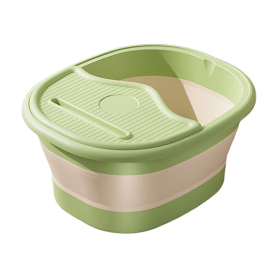 Guodhu Foldable Foot Bath Bucket With Handle And Lid, Portable Foot Spa Bucket With Massage Acupoints, 15.7x13.4x7.9 Inch Foldable Space Saving(Green)