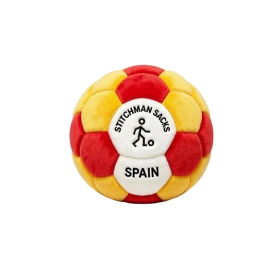Guodhu Football Themed Footbag 2.5 Inch – Soft Kickball Game Toy with Flag Design for Soccer Fans Kids Adults Outdoor Sports(Red Yellow)