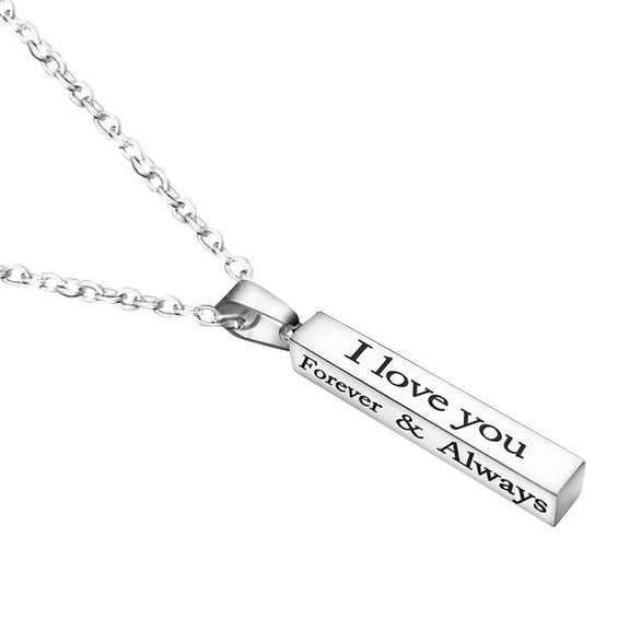 Guodhu Forever And Always Necklaces For Couples His Her Personalized Stainless Steel Engraved Lettering Promise Relationship Matching Couples Necklace Valentine Birthday Day Gift