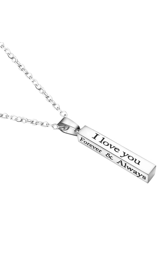 Forever And Always Necklaces For Couples His Her Personalized Stainless Steel Engraved Lettering Promise Relationship Matching Couples Necklace Valentine Birthday Day Gift
