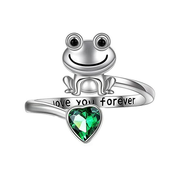 Guodhu Frog Rings for Women Men Silver Plated Anxiety Rings Open Rings Party Jewelry Holiday Gift