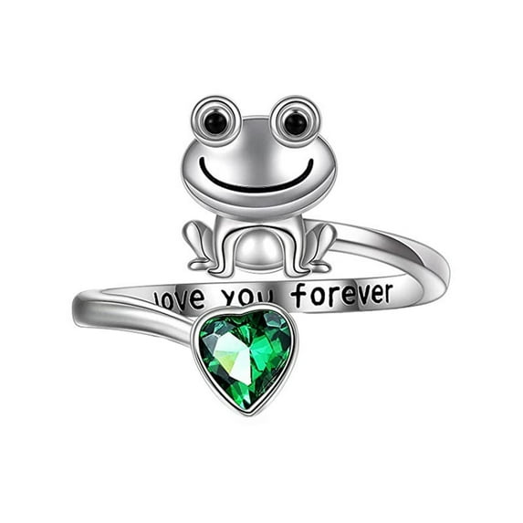 Guodhu Frog Rings for Women Men Silver Plated Anxiety Rings Open Rings Party Jewelry Holiday Gift