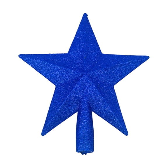 Guodhu Glitter Star Tree Topper, Blow-Molded Plastic Pentagon Ornament for Independence Day Christmas Tree, Reusable Lightweight Decoration for Holiday Party Home(Blue)