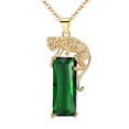 thumbnail image 1 of Guodhu Gold Plated Green Crystal Leopard Pendant Necklace, Women Mens Hip Hop Punk Created Emerald Panther Necklace Jewelry, 1 of 5