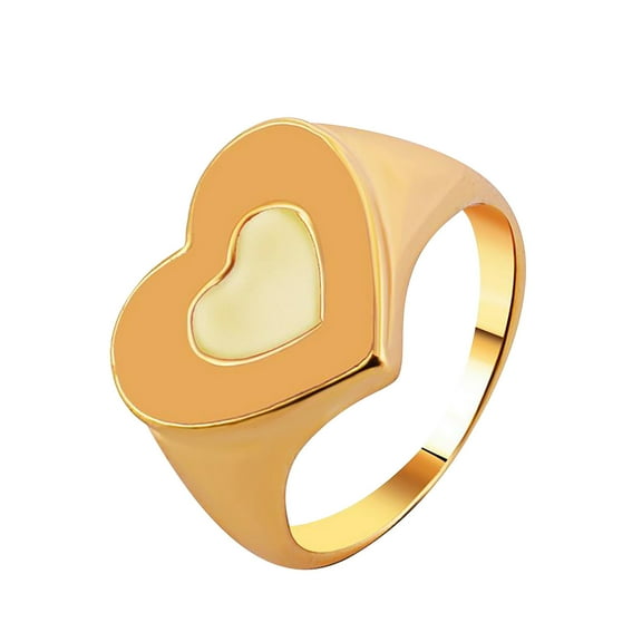 Guodhu Gold Plated Heart Stackable Thumb Rings for Women Teen | Love Valentines Statement Chunky Signet Ring Band |Vintage Knuckle Rings Trendy for Women Friendship Jewelry Rings