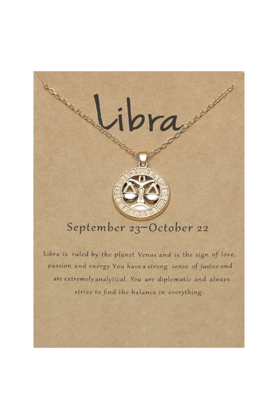 Gold Plated Zodiac Sign Pendant Necklace for Women Men Leo Aries Constellation Horoscope Pendant Stainless Steel Gift