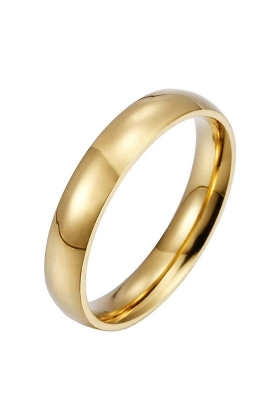 Gold Stainless Steel Ring Classic Plain Dome High Polished Wedding Band Rings for Couples for Men & Women