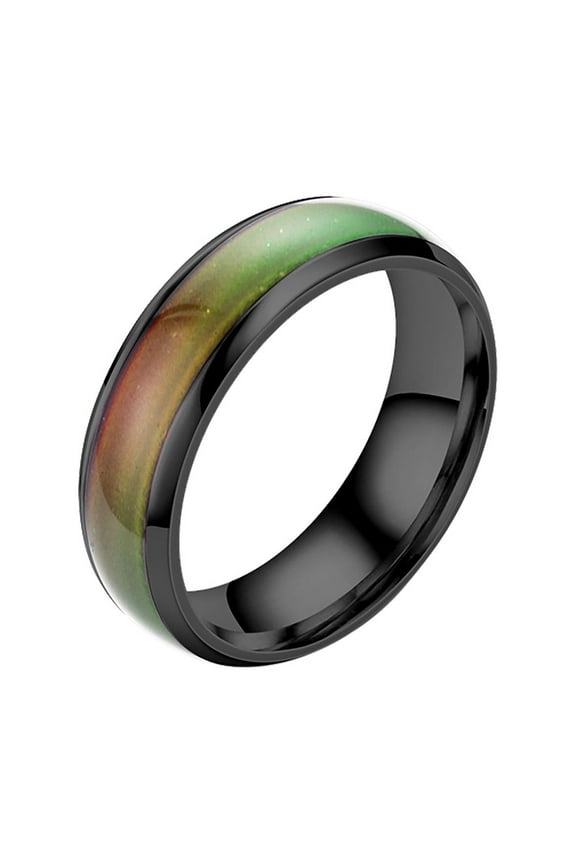 Golden Stainless Steel Temperature Sensative Color Changing Mood Rings for Men Women Teen With Color Mood Chart Wedding Band Mood Ring Jewelry