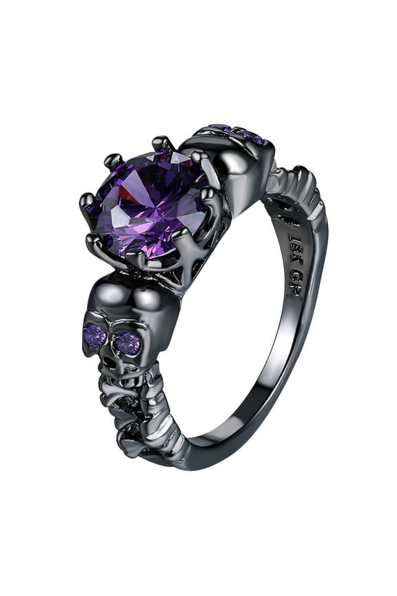 Gothic jewelry Black Gold Skull Rings Halloween Punk Engagement Rings for Women Cocktail Party Biker Rings Vampire Accessories Christmas Gifts