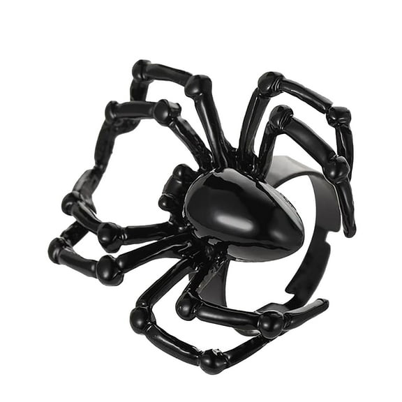 Guodhu Halloween Gothic Rings Black Spider Rings Adjustable Band Rings Stacking Ring for Halloween Holiday Party Jewelry