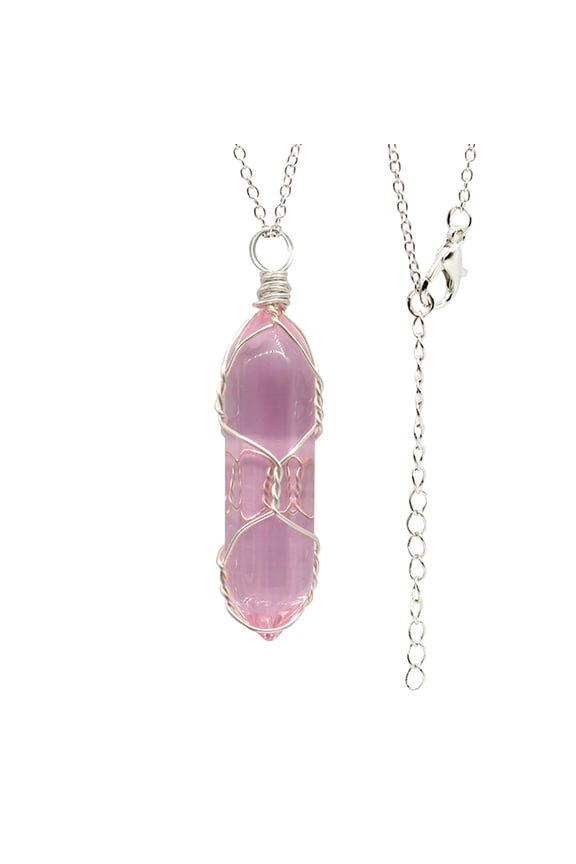 Healing Crystal Necklace Life of Wire Wrapped Hexagonal Crystals Stone Pendant Necklaces Natural Reiki Quartz Gemstone Jewelry for Women