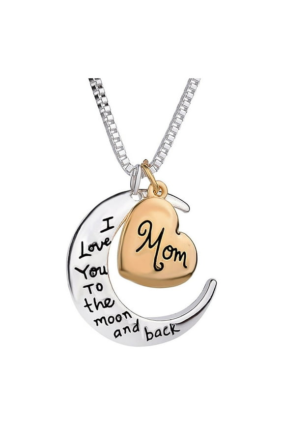I Love You to the Moon and Back Necklace, Birthday Mothers Day Presents for Mom, Gifts from Daughter Son