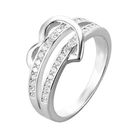 Guodhu Infinity Heart Ring for Women Fashion Diamond Jewelry Silver Plated