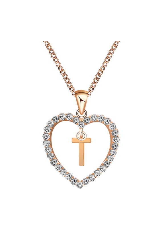 Initial Heart Necklace for Women CZ Heart Letter A-Z Name Alphabet Pendant Necklace Valentine's Day gift