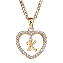 Guodhu Initial Heart Necklace for Women CZ Heart Letter A-Z Name Alphabet Pendant Necklace Valentine's Day gift