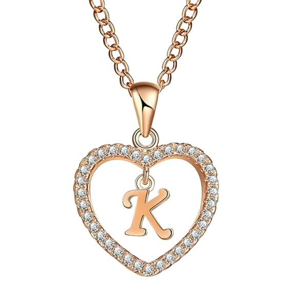 Guodhu Initial Heart Necklace for Women CZ Heart Letter A-Z Name Alphabet Pendant Necklace Valentine's Day gift