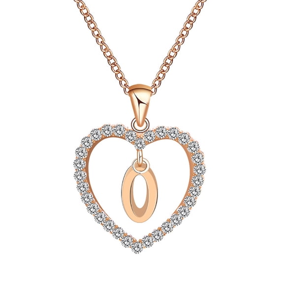 Guodhu Initial Heart Necklace for Women CZ Heart Letter A-Z Name Alphabet Pendant Necklace Valentine's Day gift