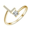 thumbnail image 1 of Guodhu Initial Letter Open Ring for Women Gold Stackable Alphabet Rings A-Z with Initial Crystal Inlaid Initial Rings Gifts Adjustable, 1 of 1