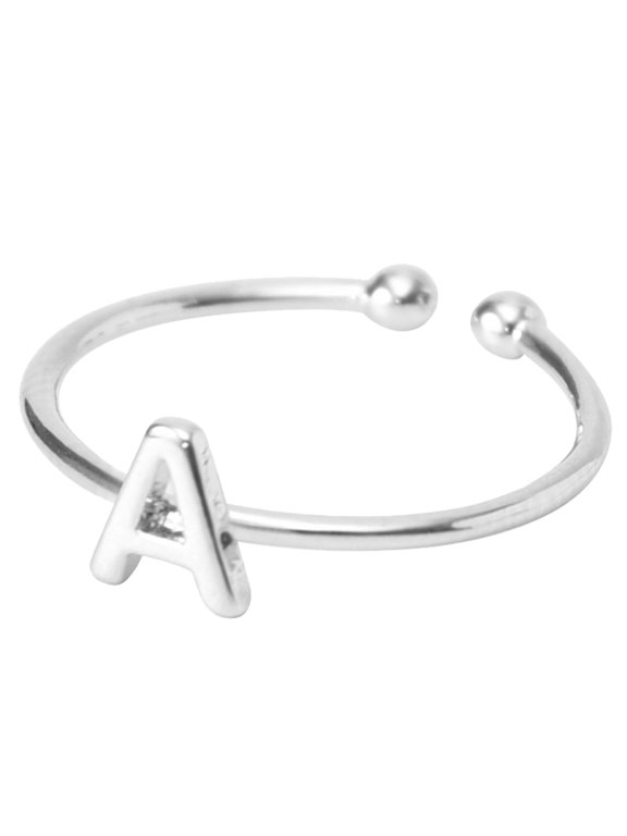 Initial Letter Rings for Women , Adjustable Open Ring Stackable Ring Dainty Jewelry Birthday Gifts for Mom Daughter Sister Wife Friends Grandma